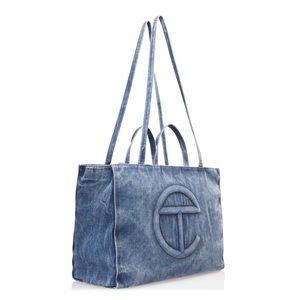 Large Telfar Denim Shopper- Blue